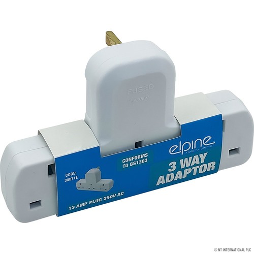 Way mains plug adapter - 3-way,