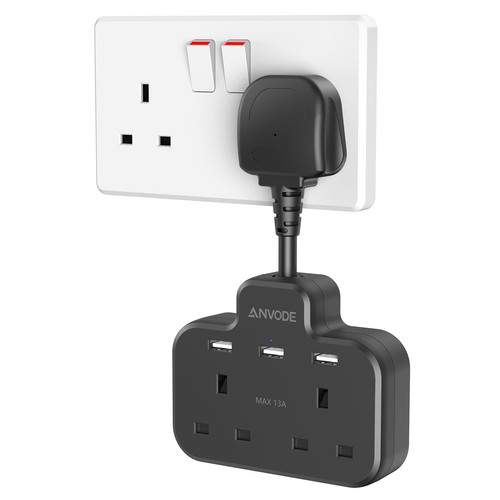 Double plug adaptor with usb - with, 2